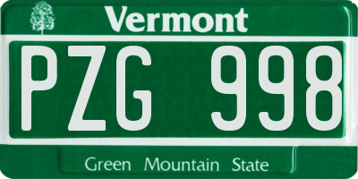 VT license plate PZG998
