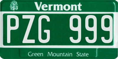 VT license plate PZG999