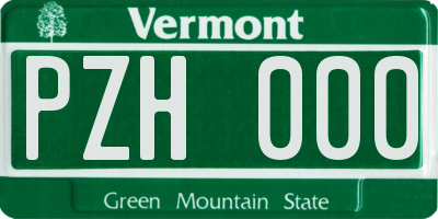 VT license plate PZH000