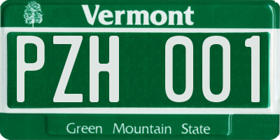 VT license plate PZH001