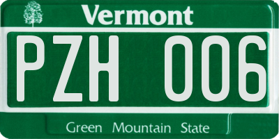VT license plate PZH006
