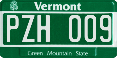 VT license plate PZH009