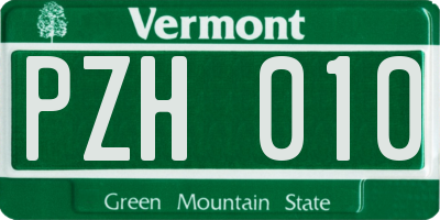 VT license plate PZH010