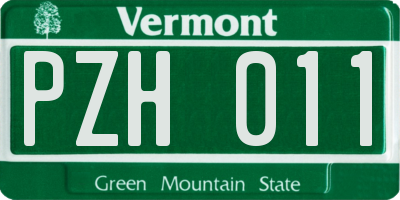 VT license plate PZH011
