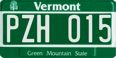 VT license plate PZH015