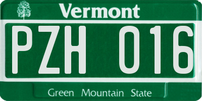 VT license plate PZH016