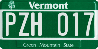 VT license plate PZH017