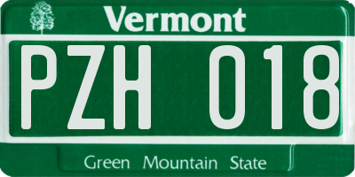 VT license plate PZH018