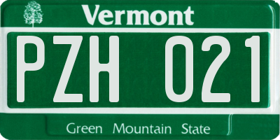 VT license plate PZH021