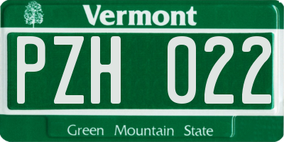 VT license plate PZH022