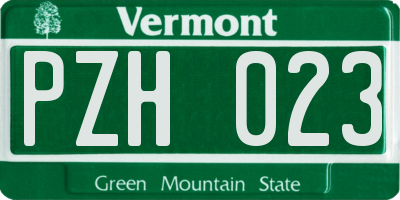 VT license plate PZH023