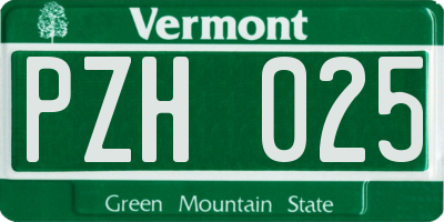 VT license plate PZH025