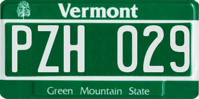 VT license plate PZH029