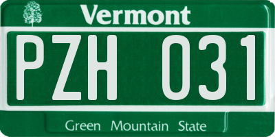 VT license plate PZH031