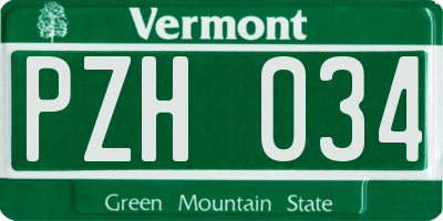 VT license plate PZH034