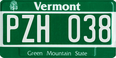 VT license plate PZH038