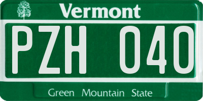 VT license plate PZH040
