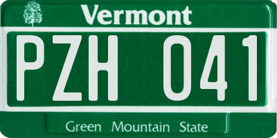 VT license plate PZH041