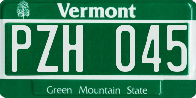 VT license plate PZH045
