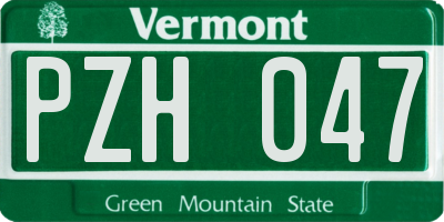 VT license plate PZH047