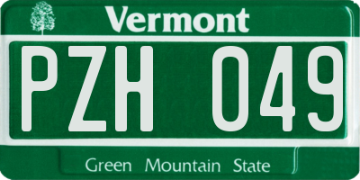 VT license plate PZH049