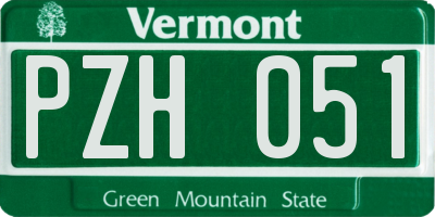 VT license plate PZH051
