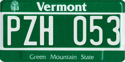 VT license plate PZH053