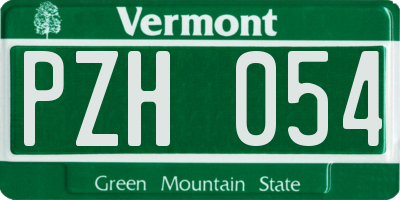 VT license plate PZH054