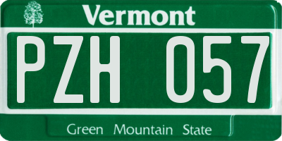 VT license plate PZH057
