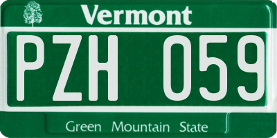 VT license plate PZH059