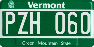 VT license plate PZH060