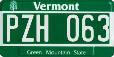 VT license plate PZH063
