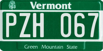 VT license plate PZH067