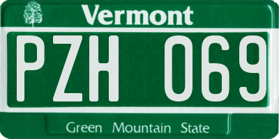VT license plate PZH069