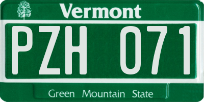 VT license plate PZH071