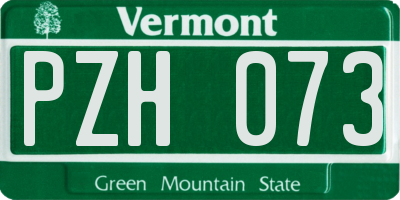 VT license plate PZH073