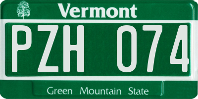 VT license plate PZH074