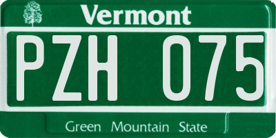 VT license plate PZH075