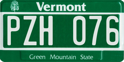 VT license plate PZH076