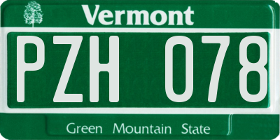 VT license plate PZH078