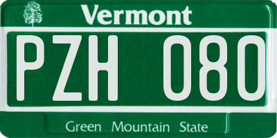 VT license plate PZH080