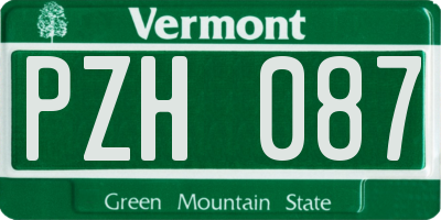 VT license plate PZH087