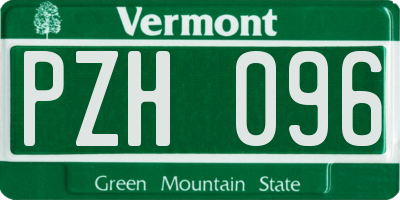 VT license plate PZH096