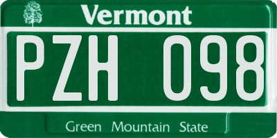 VT license plate PZH098