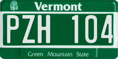 VT license plate PZH104