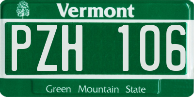 VT license plate PZH106