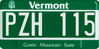 VT license plate PZH115