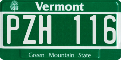VT license plate PZH116