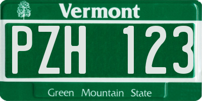 VT license plate PZH123