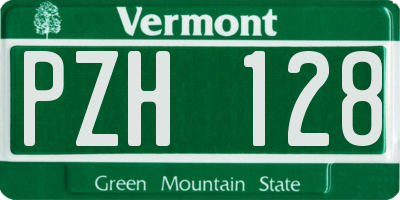 VT license plate PZH128